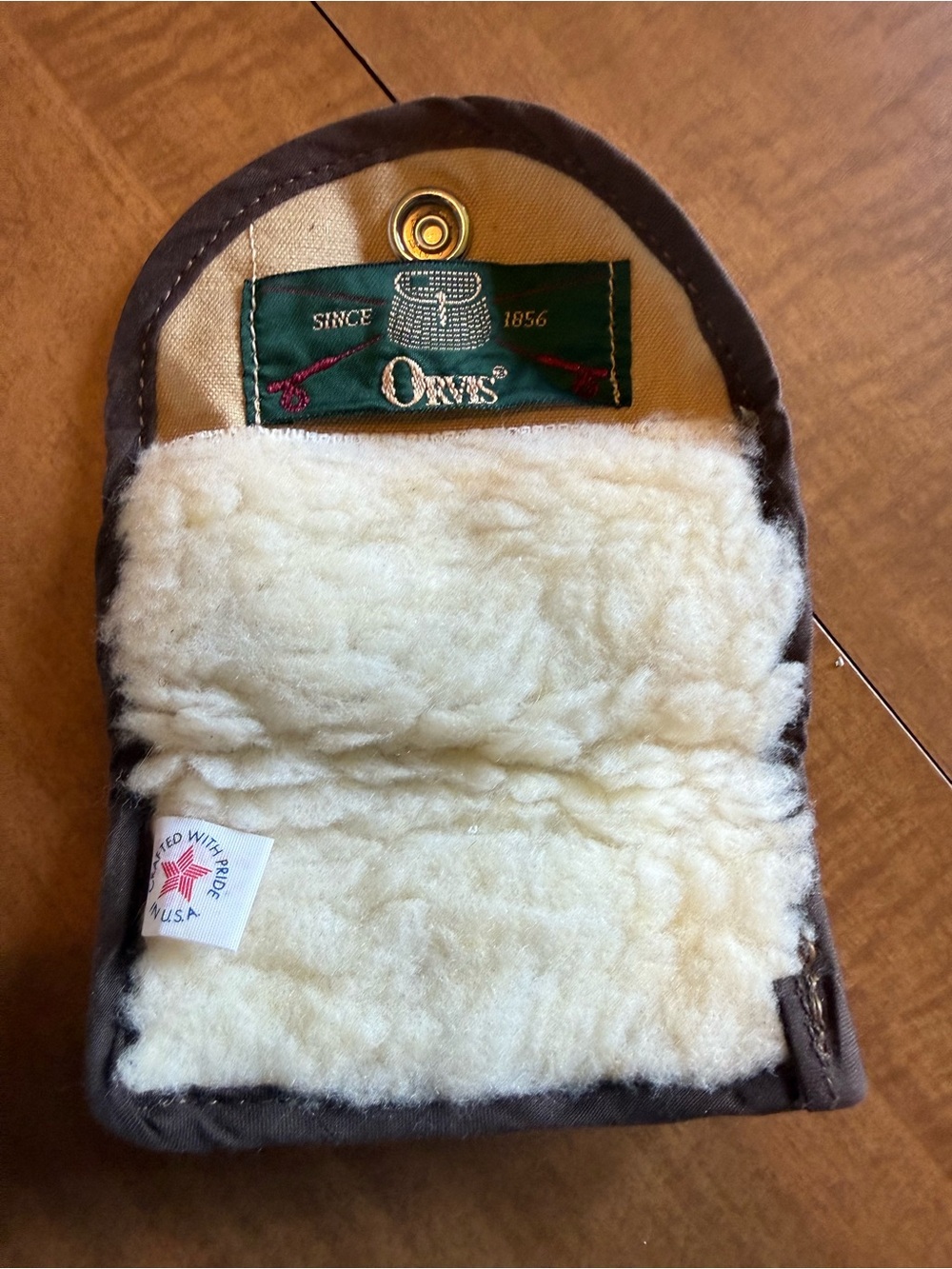 Vintage VTG Orvis sheepskin-lined fly wallet for fishing